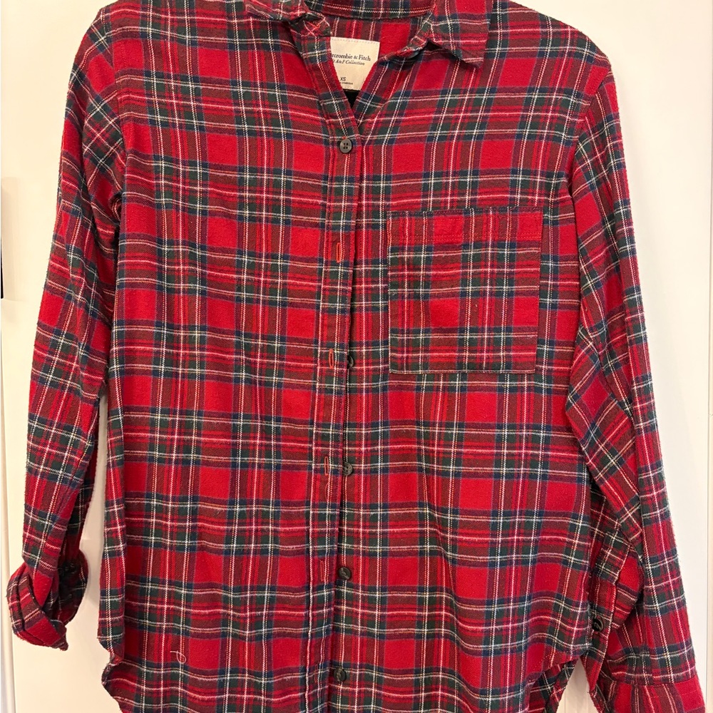 Abercrombie & Fitch Red and Green Plaid Shirt